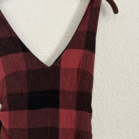 Ett:twa Anthropologie Women's Size 2 Black/Red Plaid Wide Leg Romper - Picture 4 of 7